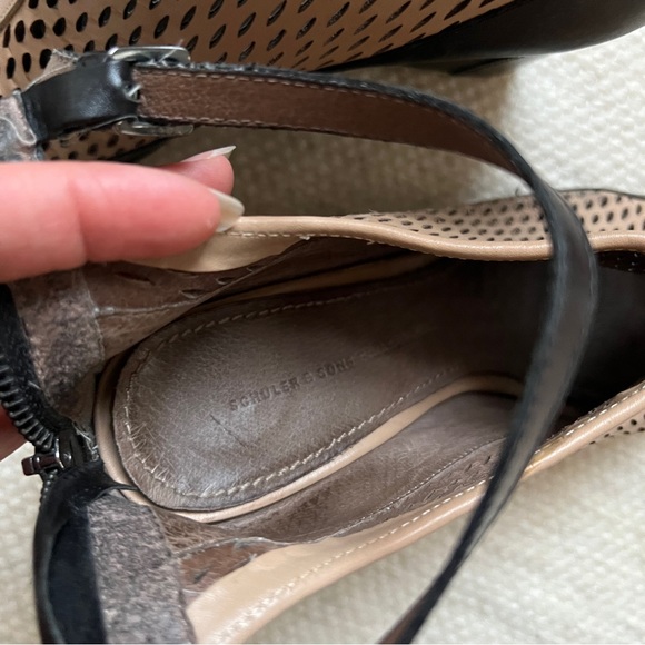 Anthropologie Schuler & Sons Perforated Peep Toe Wedge Sandal size 7 - Picture 6 of 9
